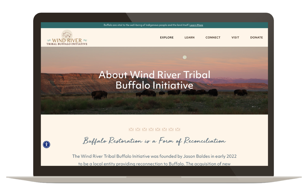 Wind River Buffalo Initiative homepage display on laptop